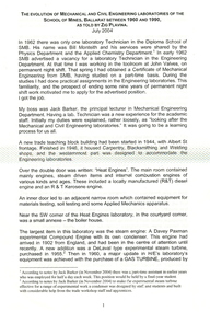 Document, Zig Plavina, The Evolution of Mechanical & Civil Engineering Laboratories of the Ballarat School of Mines Between 1960 and 1990, 07/2004