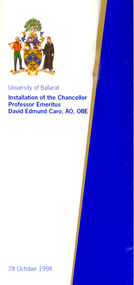 Programme, Installation of the Chancellor Professor Emeritus David Edmund Caro, 1998