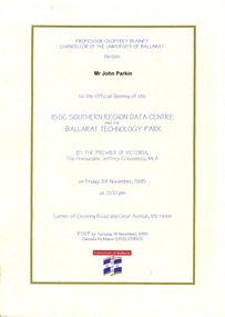Invitation, Invitation to the Official Opening of the Ballarat Technology Park, 1995