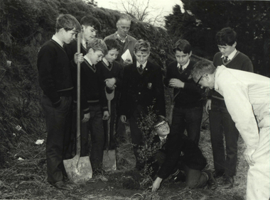 Photograph - Photograph - Black and White, Ballarat Technical School Students Plant Out Old Gaol Terraces, 1969, 14/07/1969