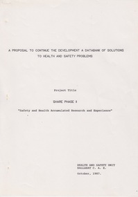 Document - Document - Proposal, VIOSH: SHARE PHASE II; Safety and Health Accumulated Research and Experience, October 1987
