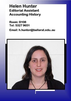 Helen Hunter - Editorial Assistant Accounting History
