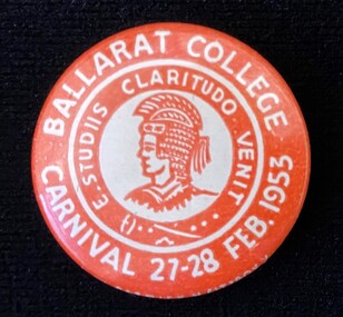 Badge, Ballarat College Carnival 27-28 February 1953 badge