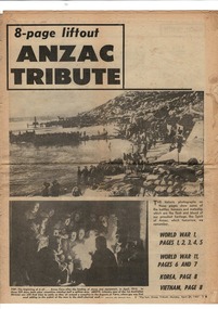 Newspaper Article, ANZAC TRIBUTE, The Sun Newspaper, Monday, April 24, 1967