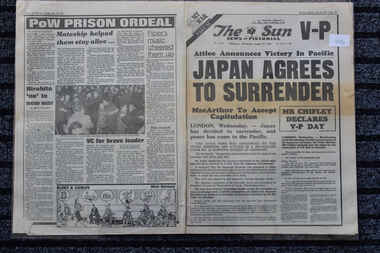 Newspaper - The Sun Newspaper dated 15/8/1945, Japan Agrees to Surrender - The Sun Newspaper dated 15/8/1945