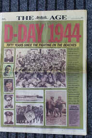 Newspaper - The Age - dated 6/6/1995 - 50 years Anniverary D-Day 1944, Newspaper = The Age - dated 6/6/1995 - 50 yrs Anniverary D-Day 1944
