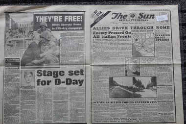 Newspaper - The Sun Newspaper Dated 6/6/1944 - Special - My War Part 42 - Allies Drive Through Rome - The Hero's Of Shaggy Ridge, Local Newspaper reporting on World War 2 Events - Special - My War Part 42