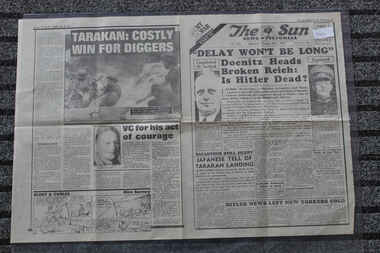 Newspaper - The Sun Newspaper Dated 3/5/945 - Special - My War Part 52, Local Newspaper Dated 3/5/1945 - Special - My War Part 52 - Delay Will Not Be Long - Butchers Of Belsen - Tarakan: Costly for Diggers
