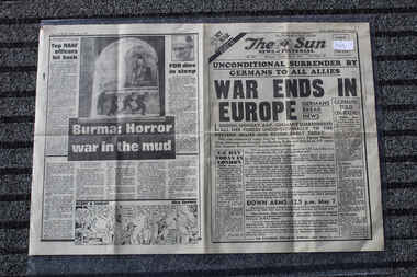 Newspaper - The Sun Newspaper Dated 8/5/1945 - Special - My War Part 53, Local Newpaer Dated 8/5/1945 -  Special - My War Part 53 - Unconditional Surrender By Germans to All Allies - Burma Horror War in The Mud