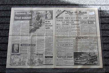 Newspaper - The Sun Newspaper dated 8/8/1945 - Special - My War Part 54, Local Newspaper Dated 8/8/1945 _Special - My War Part 54 -  Bomb Devastates Jap City - Borneo: The Final Assault