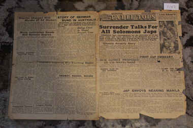 Newspaper - Table Tops Newspaper Dated 29/8/1945, 1st Australian Press Unit A.I.F Table Tops Newspaper Dated 29/6/1945