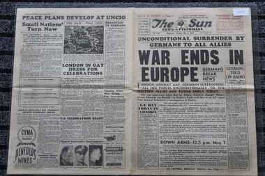 THe Sun Newspaper Dated 8/5/1945, Unconditional Surrender By Germans to All Allies - War Ends in Europe