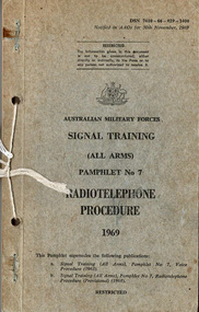 Book, Australian Military forces Signal Training & Radiotelephone Procedure. 1969