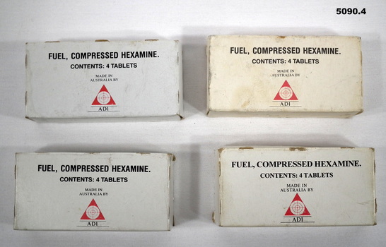 Fuel, compressing hexamine tablets.