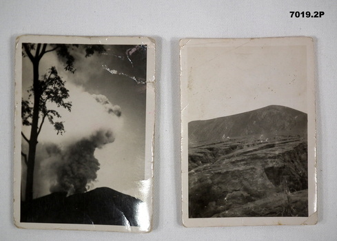 Two black and white photos of Volcano Matupi.