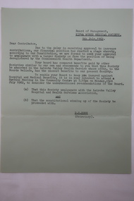 Letter - Medical Society - 9th July 1962