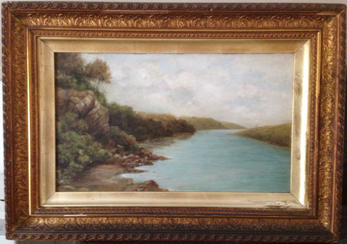 This is a painting of Clifton Banks on the Hopkins River at Warrnambool.