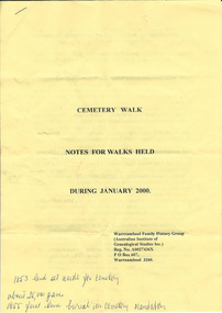 Document, Warrnambool Cemetery Walk 2000, 2000