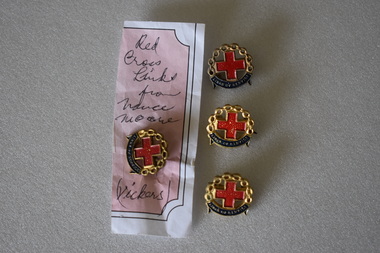Badges x 4, Stokes Melbourne, Red Cross- Links of Service, Circa 1950's