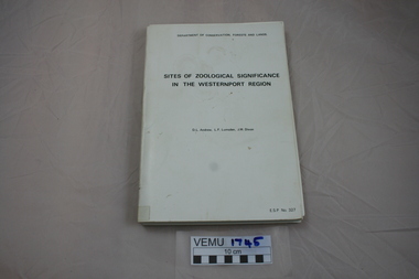 Book, Sites of Zoological Significance in the Westernport Region, 1984