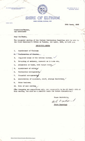 Folder, Pioneers & Painters; Shire of Eltham Historical Society History Publication Committee minutes, 1969-1971