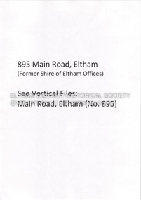 Document - Property Binder, 895 Main Road, Eltham