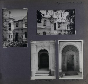 4 photos on page - 2 views of outside walls and windows plus 2 views of decorated entrance doors