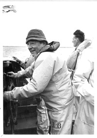 Black & white photo of Lifeboat Crew at sea
