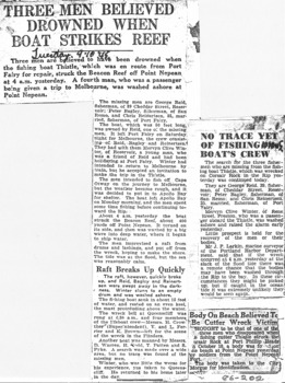 Newspaper articles about the wreckage of the THISTLE