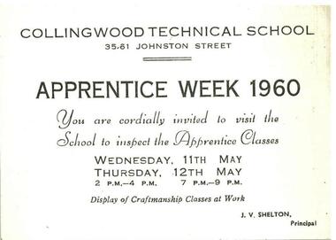 Card: Invitation to Apprentice Week 1960 CTS
