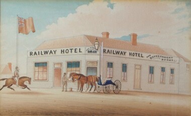watercolour painting, Railway Hotel and Refreshment Rooms, c. 1870