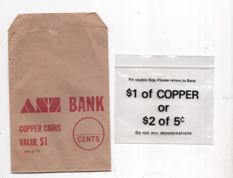 2 No. Coin bags Copper $1
