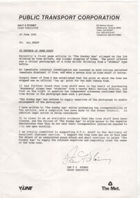 Document - Letter/s, Public Transport Corporation (PTC), 25/06/1992 12:00:00 AM