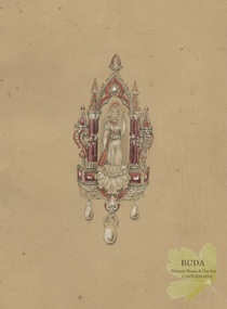 Drawing - Illustration - Design for Jewellery, Ernest Leviny - Britannia pendant jewellery design, c1851