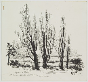 Work on Paper, Wood, Alan M, Poplars in Winter, off South Gippsland Highway, Sale Area, 1974