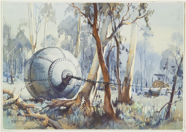 Painting, Wood, C. Dudley, Tree Clearing, Stockdale, c.1960