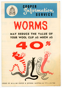 Booklet - Worms May Reduce the Value of Your Wool Clip as Much as 40%, Cooper Information Service, William Cooper & Nephews (Australia) Pty. Ltd, 1950s