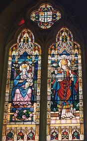 Photograph, Holy Trinity Anglican Church's Stained Glass Windows -- In Loving Memory of Kenneth and Vera McLeod -- Coloured
