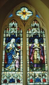 Photograph, Holy Trinity Anglican Church Stained Glass Windows  -- In memory of Emily Julian Davies died May 22nd 1914 -- Coloured