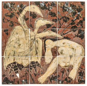 Ceramic: Clifton PUGH, technician: Geoffrey DAVIDSON, Leda and the Emu, c. 1975