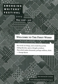 Emerging Writers' Festival Flyer, Welcome to the First Word