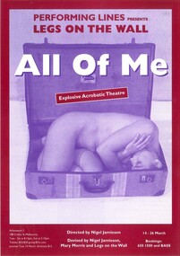 Theatre Flyer, All of Me (play)by Performing lines performed at Athenaeum Theatre Two, Melbourne commencing 15 March 1995