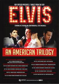 meduim poster, Elvis: an american triology (concert) starring Vic Trevino Jnr , Gino Monopoli and Steve Micheals performing one night only at the Athenaeum Theatre  on the 7th of March, 2018