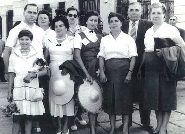 Photo, Marcela and Silvester Bole with Danila and Neva, Trieste 1955 before boarding Toscana, 1955