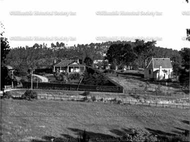Photograph - Black & white photograph, Catholic Presbytery & Church Diamond Creek