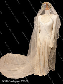 Clothing - 1949 Wedding dress handmade and worn by Marjorie Schneider, 2 March 1949