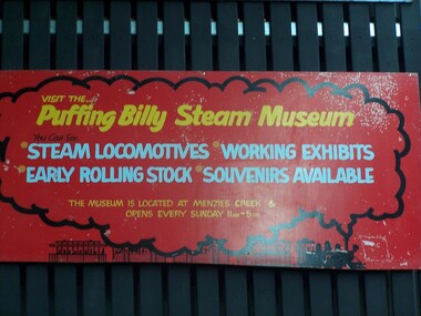 Carriage Sign - Puffing Billy Museum Advertising, 1970's