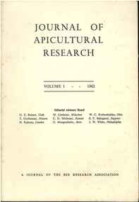 Publication, Journal of Apicultural Research (Bee Research Association), London, 1962