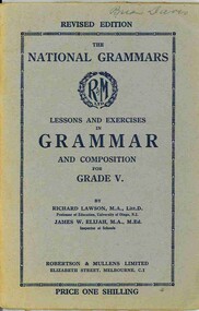 Book - Grammar text book, Richard Lawson et al, Lessons and Exercises in Grammar and Composition for Grade V, 1945