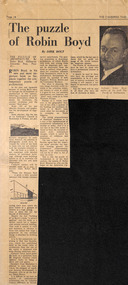 Newspaper - Clipping, The Canberra Times, The puzzle of Robin Boyd, 24.12.1965